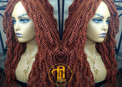 Senegalese Twist Wig Auburn 350 Reddish  Long Wavy Curly  Braids Long Straight Medium Twist Braids woc wig Burnt Orange Ready to ship
