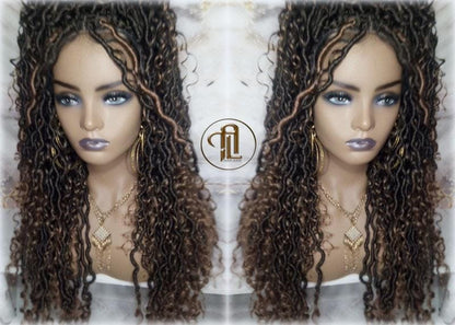 Full Lace River Goddess Loc Wig Distressed Dread Baby Hair Wigs Brown Blonde Faux  Long Wavy Blonde Tips End 27  Hair Bohemian Boho Gypsy