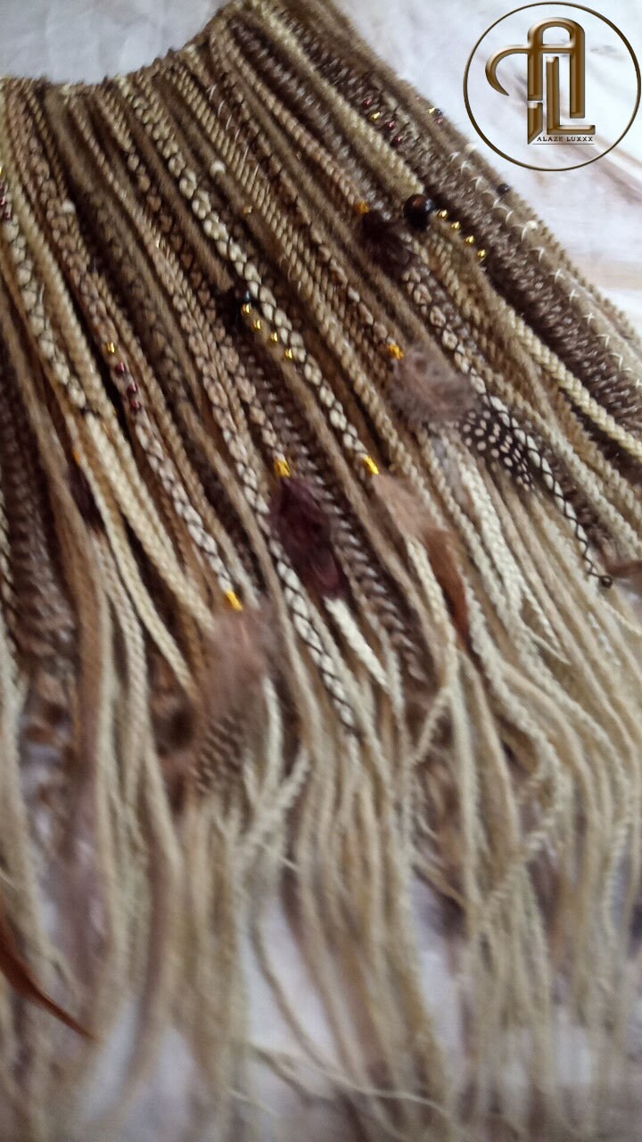 Blonde Ombre Single End SE Set Kit Synthetic Soft Crochet Boho Dread Braid Hair Wraps Extensions Textured Single Loop Dread Brown Dreads