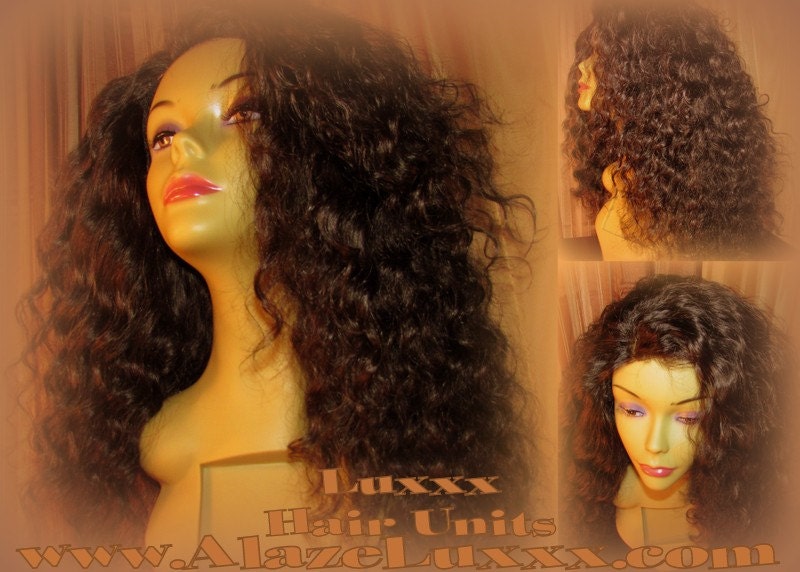 Virgin Hair Curly 18' Gorgeous Custom Unit Lace Front  Celebrity Wigs  Wig Look Brazilian Malaysian or Peruvian Big Virgin Hair Curly Hair