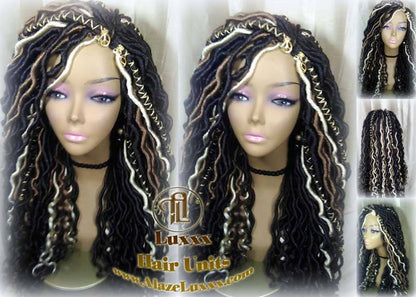 Dread Wig Black Blonde 613 27 Black Dread Gypsy Bohemian Boho Long Wavy Goddess Faux Locs Honey DE SE Dred Lock Braided Wigs Distress