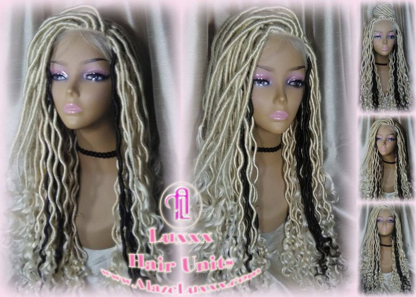 Lace Closure Wig Platinum Blonde Brown Goddess Faux Locs Gypsy Boho 613 Boho Braid Wig Gypsy Bohemian Cosplay Mermaid Summer Spring Wig
