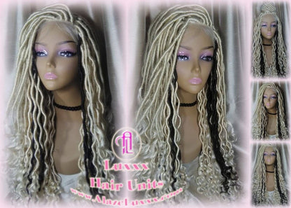 Lace Closure Wig Platinum Blonde Brown Goddess Faux Locs Gypsy Boho 613 Boho Braid Wig Gypsy Bohemian Cosplay Mermaid Summer Spring Wig