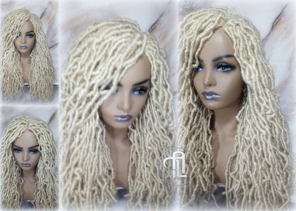 Nu Locs Distressed Soft Locs Platinum Blonde Braided Wig Gypsy Bohemian Boho 613 Goddess Faux Dread Locs Faux Locs