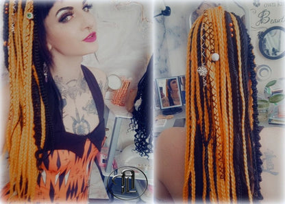 Ponytail Hair Hair Black Orange  Fall Extension Clipin Hairband Hair Tie box braids hair scrunchie Halloween