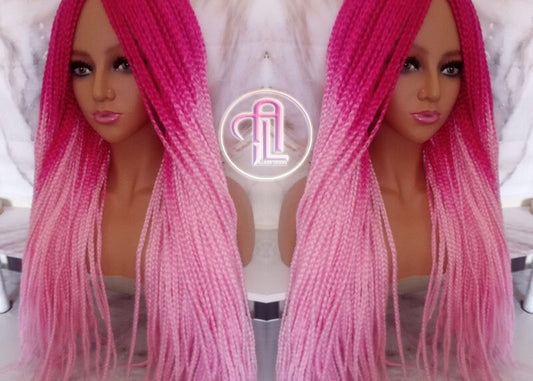 Light Pink Hot Cosmic Pink Mermaid Wig Box Braids braided Synthetic hair Lace Part Barbie Core Barbie Movie Barbie Hair wig Barbie Core