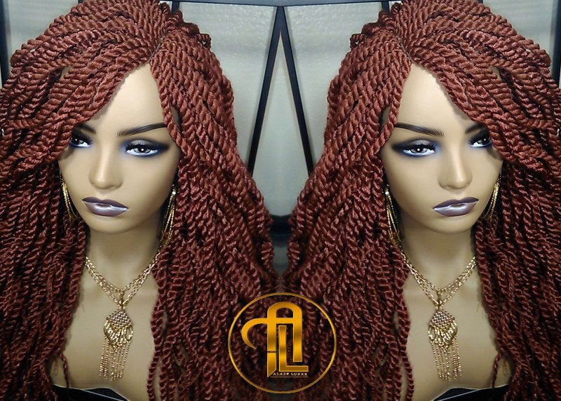 Senegalese Twist Wig Auburn 350 Reddish  Long Wavy Curly  Braids Long Straight Medium Twist Braids woc wig Burnt Orange