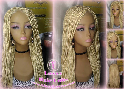 Box Braid Wig Blonde 613 Platinum Lace Baby Hair Unit Small Medium Straight Glueless! Braid Lace Wig Xpressions Hair