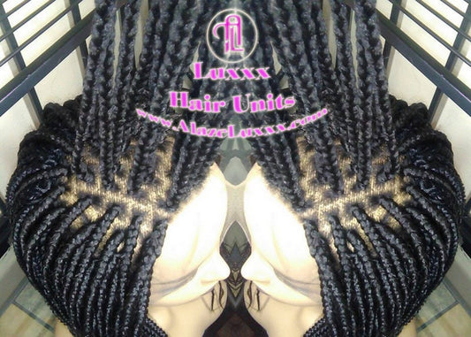 Short Black Lace Baby Hair Box Braid Wig Unit Large Medium! Glueless! Black Box Braid Wig 12-14in Straight Goddess Braids Lace Wig