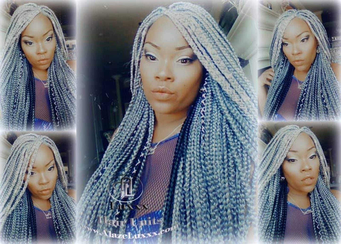 Box Braid 44 51 Wig Grey Gray Silver Lace Baby Hair Storm Long Medium Straight Glueless! Braid Lace Wig Pre Stretched Braiding Hair