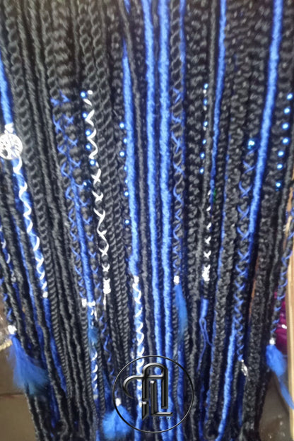Blue Black SE Synthetic Dreads Braids Locs Mix Gray Blue Crochet Full Set Single Ended Dreadlock Extensions Dreadlocks Fake Faux Locs Witchy