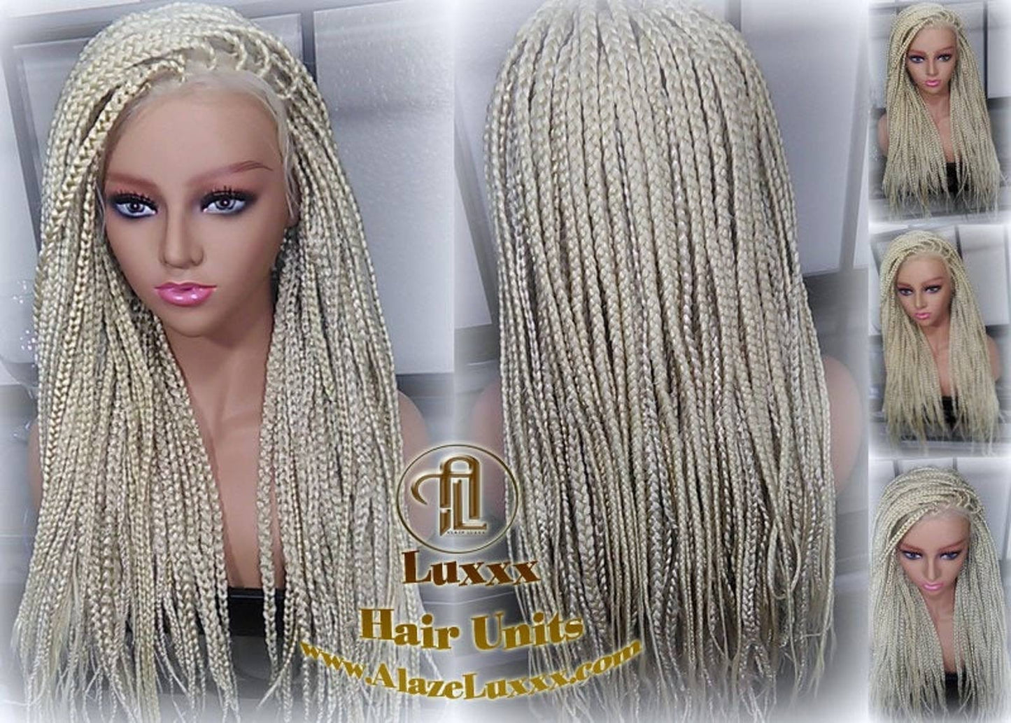 Alopecia Platinum Blonde 613 Box Braid Wig Ombre Balayage White Blonde Lace Baby Hair Straight Glueless! Braid Lace Wig Hair Thinning Loss