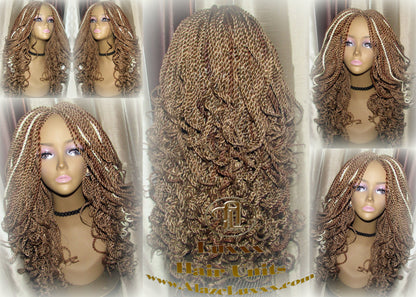 Straight Curled Senegalese Twist WigBlonde Platinum Bombshell 18' Auburn 27 30 613 Curly Alopecia Natural Kinky Marley Braided Braiding Wig
