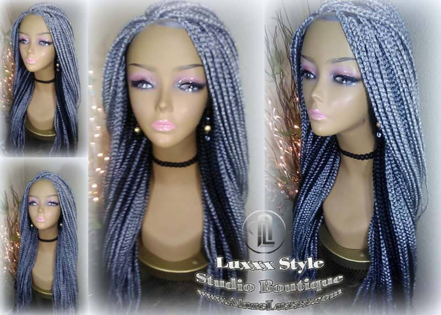 Braid Lace Wig Box Braid 44 51 Wig Storm Long Grey Gray Silver Lace Closure Baby Hair Medium Straight Glueless! Pre Stretched Braiding