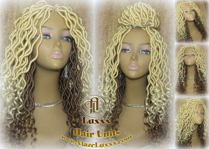 Platinum Blonde Honey Blonde Full Synthetic Dread Wig Few Criss-Crosses Wrapped Uni-Sex Wig Kawaii Gypsy Bohemian Boho Goddess Extensions
