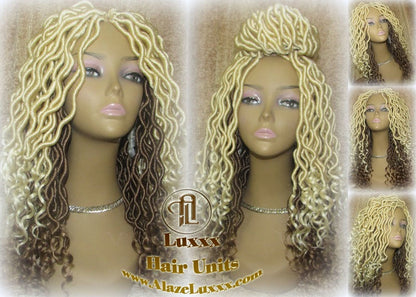 Platinum Blonde Honey Blonde Full Synthetic Dread Wig Few Criss-Crosses Wrapped Uni-Sex Wig Kawaii Gypsy Bohemian Boho Goddess Extensions