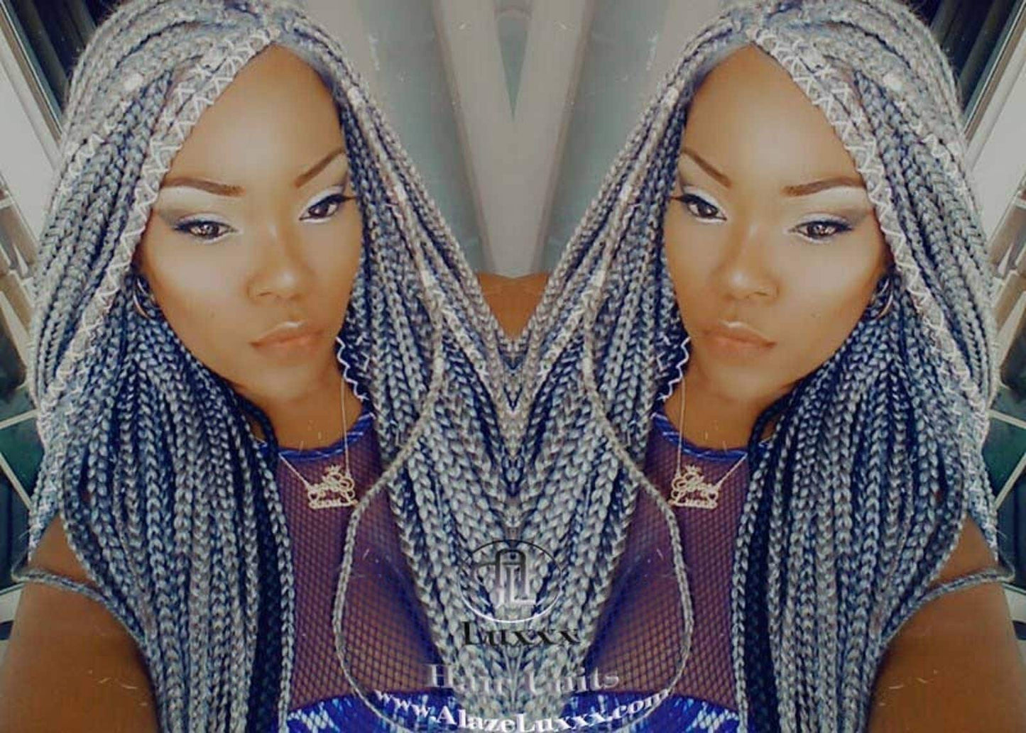 Box Braid 44 51 Wig Grey Gray Silver Lace Baby Hair Storm Long Medium Straight Glueless! Braid Lace Wig Pre Stretched Braiding Hair