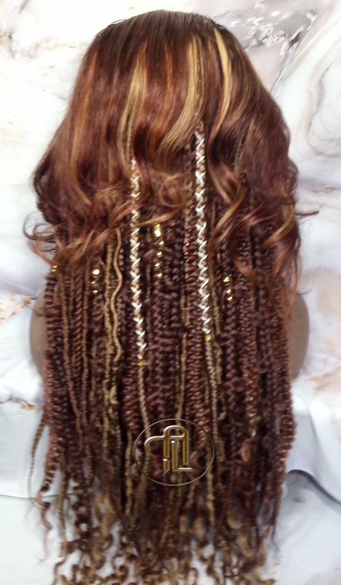 Lace Frontal Human Hair Dread Braid Twist Boho Synthetic China Bang Bohemian Ombre Brown Blonde Long Wavy Curly Balayage Wig Viking Wig