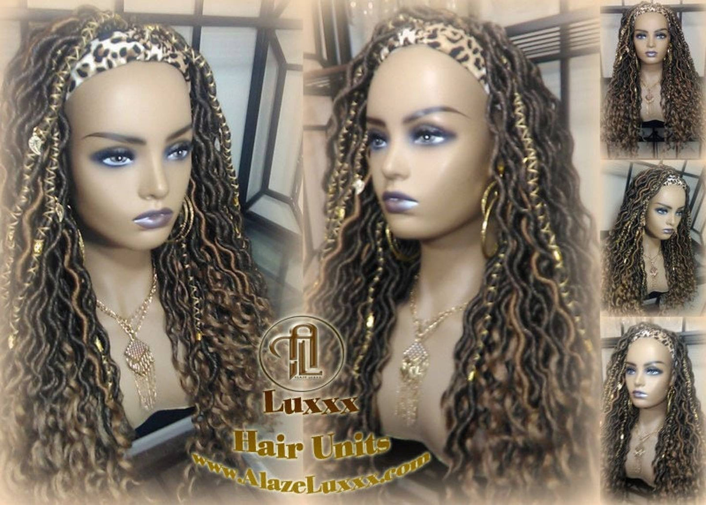 Headband Wig Blonde Tips 27 Brown Blonde Goddess Faux Loc Bohemian Boho Gypsy