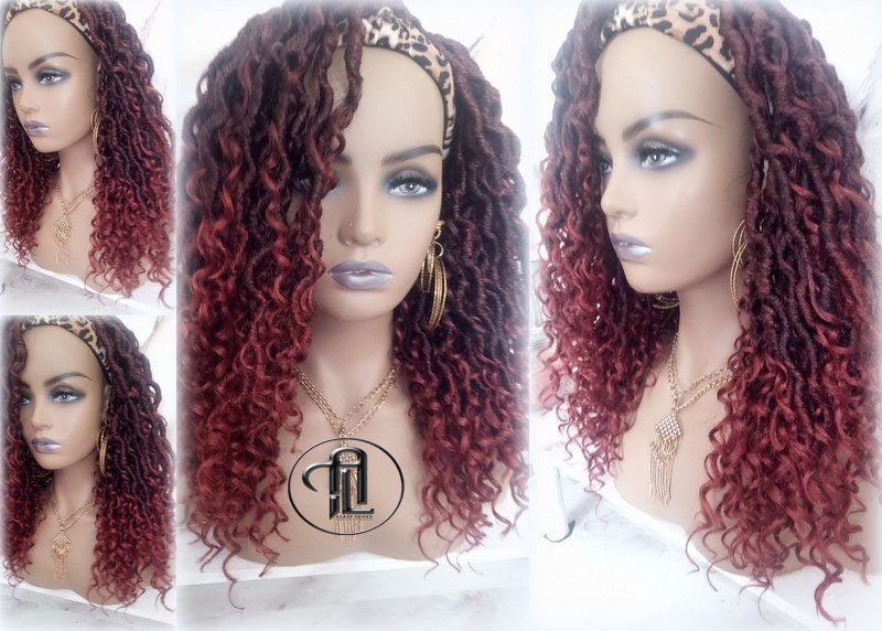 Headband Goddess Locs Braid Wig 350 Ombre Mermaid Boho curly bohemian braids Gradient Hair Short Curly 14 16in