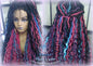 Blue Pink Purple Teal Ombre Goddess Faux Locs Lace Closure w Baby Hairs Faux Loc Wig 4x4 Wig Mermaid long rainbow boho bohemian braids wig