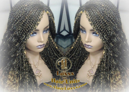 Box Braid Wig Honey Blonde boho curly box braids 1b 27  Long Medium Straight bohemian gypsy Mix Blonde Ombre Ready to Ship
