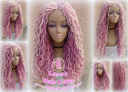 Pink Dreadlock Wig Goddess Faux locs braided Hair Wavy Synthetic witch hair hot light pink mermaid extensions stage hair festival gypsy Boho