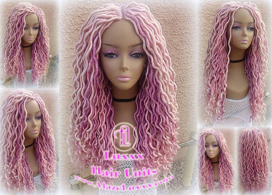 Pink Dreadlock Wig Goddess Faux locs braided Hair Wavy Synthetic witch hair hot light pink mermaid extensions stage hair festival gypsy Boho