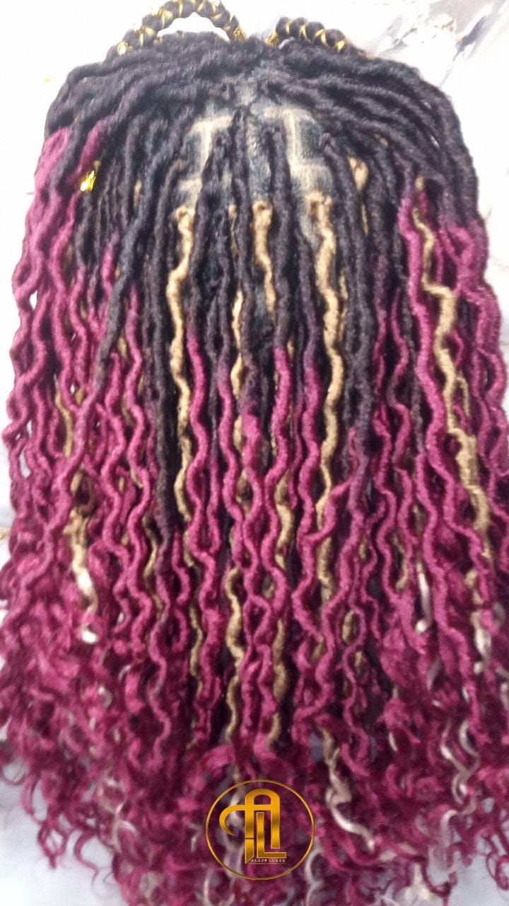 Full Lace Wig Red Burgundy 1b Black 530 Long Ombre Goddess Locs Honey Blonde 27 Marley Synthetic Braided Wig Curl Ends Bohemian Boho Gypsy