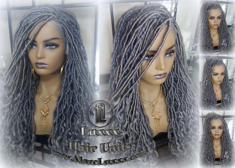 Lace Frontal Goddess Faux Dread Loc Lace Straight Storm Silver Grey Gray 44 51 Boho Gypsy Wavy Lock Crochet