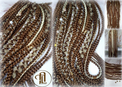 Ponytail Hair Fall Viking Renaissance Extensions Blonde Brown Elements Accents Feathers synthetic box braids hair scrunchie clipin Butterfly