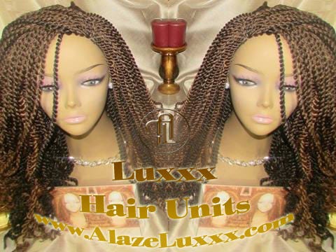 Soft Curly Kinky Twist Wig Unit Ready2Ship: 14/16' Chocolate Brown 4/27/30  2tone Alopecia Natural Kinky Marley Crochet Braided Braiding