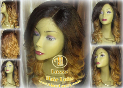 Short Brown Blonde Ombre Highlights Balayage Auburn Colorist Wig Virgin Hair Unit Wig Blonde 27 613 dark roots weave mermaid Color Melt Wig