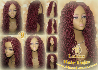 Red Goddess Faux Loc 530 Burgundy Hair Marley Long Crochet Synthetic Dread Extension DE SE Lock Boho Bohemian Festival Rave Passion Twist