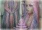 Pink Grey Mermaid Wig Box Braids braided Synthetic hair Lace Baby hair Light Pink wig pink extensions stage hair gypsy Boho Butterfly