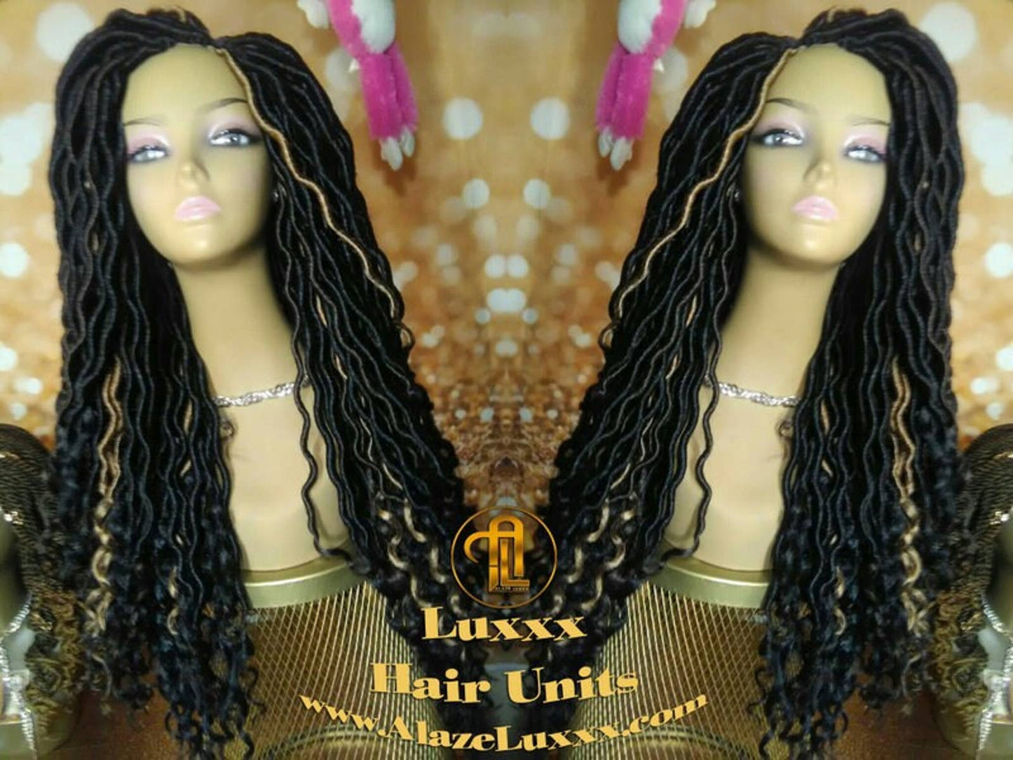 Goddess Faux Locs Wig Black Blonde 27 Dread Wig Wavy Black Dread 1B Long Long Gypsy Locs Wig Synthetic Dred Lock Bohemian Boho Crochet Braid