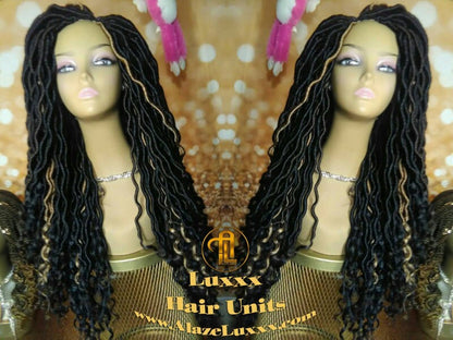 Goddess Faux Locs Wig Black Blonde 27 Dread Wig Wavy Black Dread 1B Long Long Gypsy Locs Wig Synthetic Dred Lock Bohemian Boho Crochet Braid
