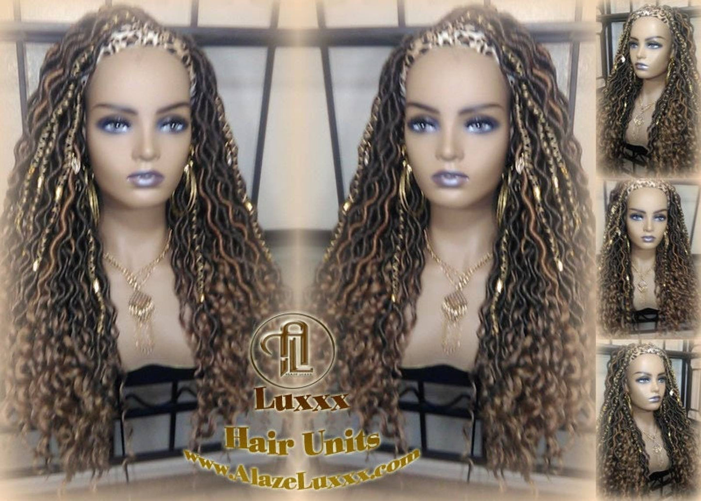 Headband Wig Blonde Tips 27 Brown Blonde Goddess Faux Loc Bohemian Boho Gypsy