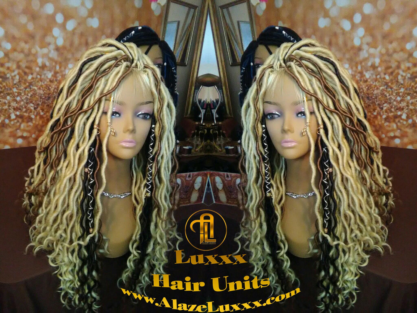 16in Goddess Faux Dread Locs Wig Unit! Blonde #613 #27 Wavy NEW Festival! Marley Dred Dread Lock Twist Wig Crochet Rave Hair Coachella Wig