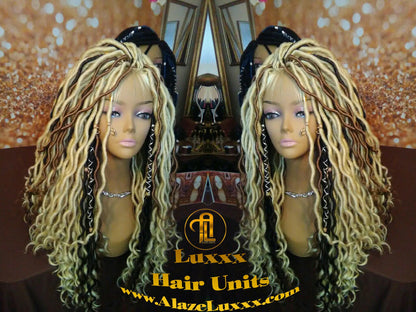 16in Goddess Faux Dread Locs Wig Unit! Blonde #613 #27 Wavy NEW Festival! Marley Dred Dread Lock Twist Wig Crochet Rave Hair Coachella Wig