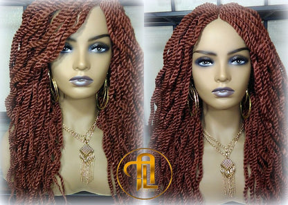 Senegalese Twist Wig Auburn 350 Reddish  Long Wavy Curly  Braids Long Straight Medium Twist Braids woc wig Burnt Orange Ready to ship