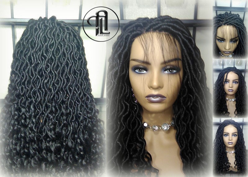 Goddess Locs Wig 4x4 Lace Closure w Baby Hairs Dread Wig Wavy Black Dreads Synthetic  Bohemian Gypsy Goddess Braids Dreads
