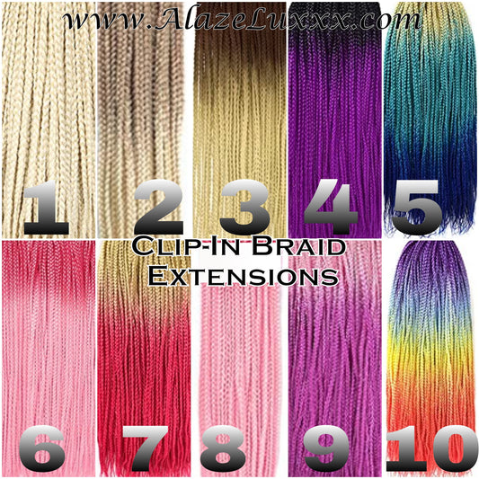 Clip in Braid Long 24 in Boho Extensions Pink Ombre Purple Blue Blonde Beige Box braiding hair Rave Festival