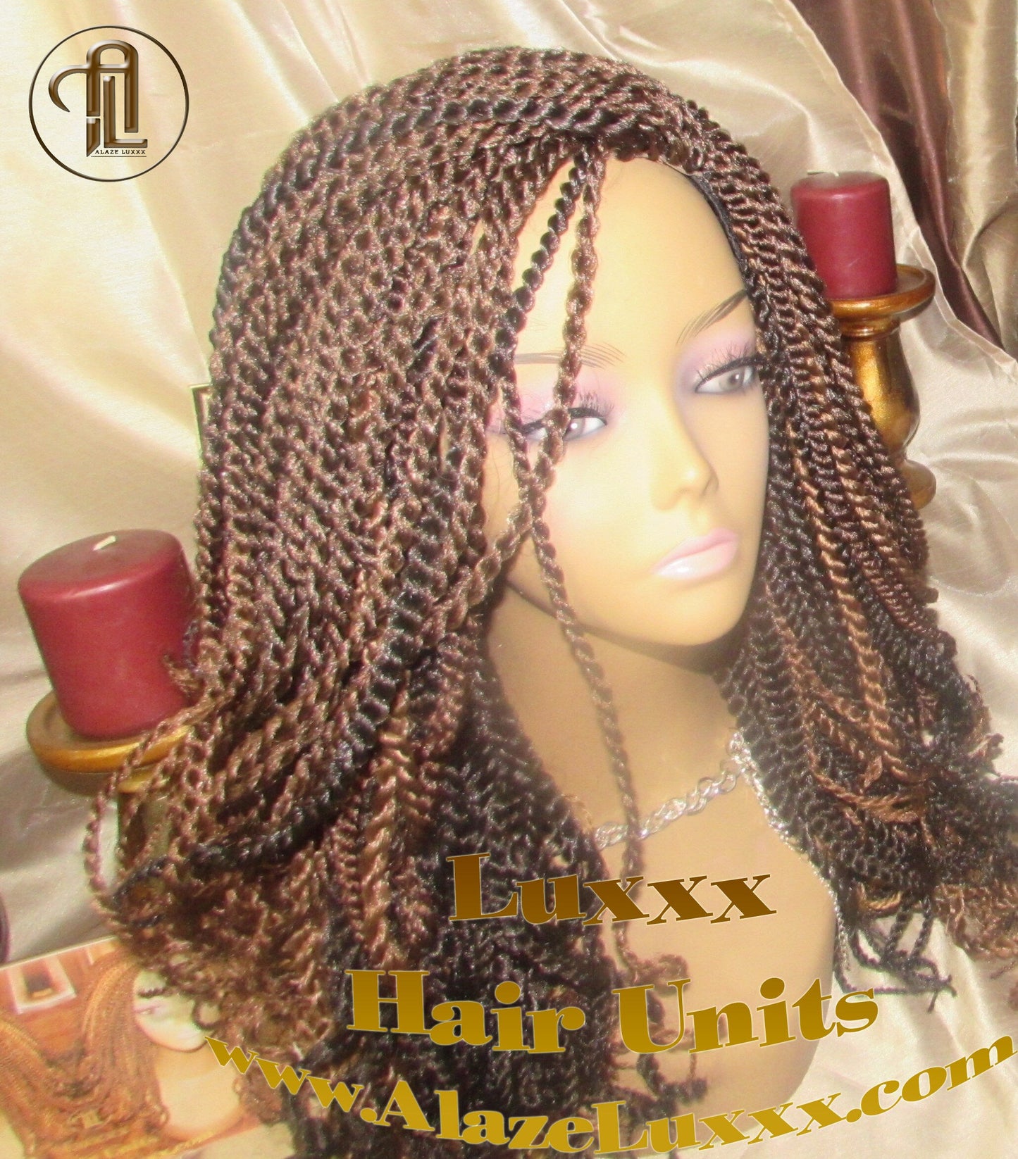 Soft Curly Kinky Twist Wig Unit Ready2Ship: 14/16' Chocolate Brown 4/27/30  2tone Alopecia Natural Kinky Marley Crochet Braided Braiding