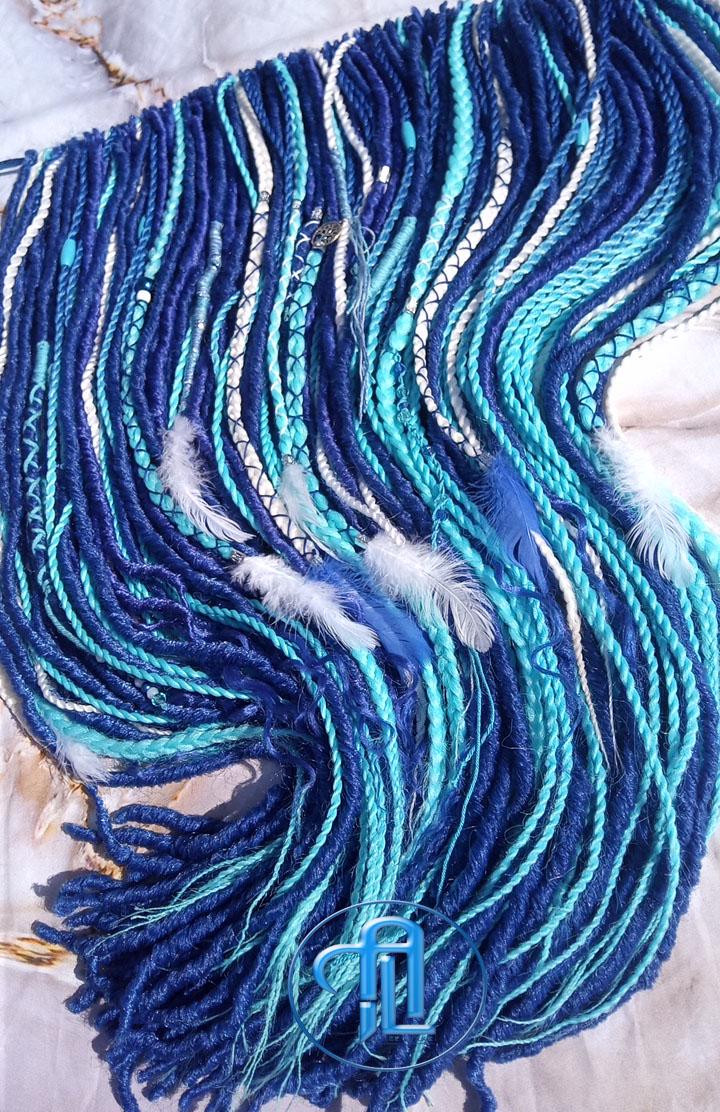 Blue White Ombre SE Synthetic Crochet Straight Dreads Braids synthetic soft and light Braid in hair extension Fake Faux Dreads Partial Set