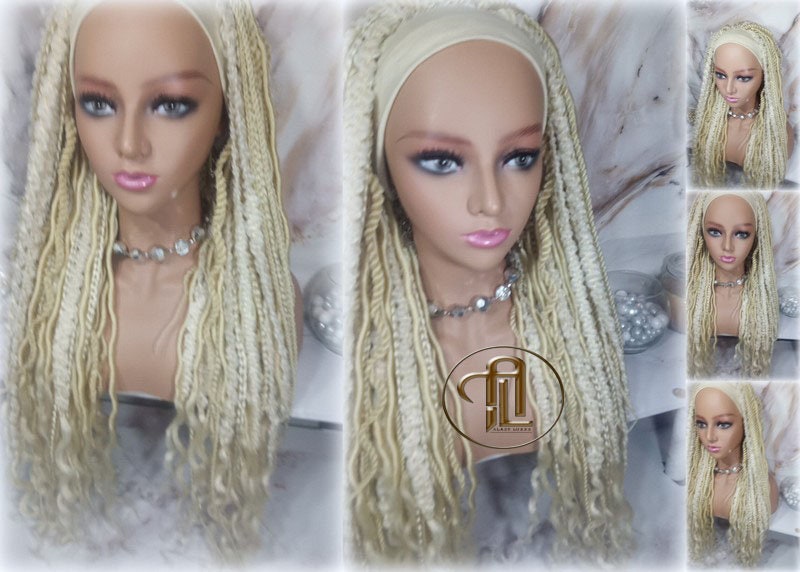 Blonde 613 Dread Mix Headband Wig Braid Twist Soft Crochet Boho Dread Braid Set Bohemian extensions