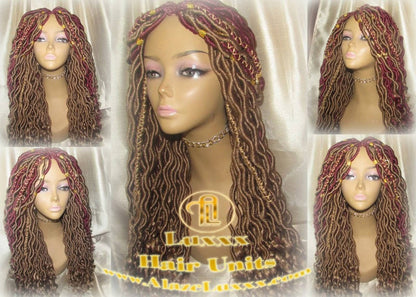 Goddess Faux Loc Wig Gold Honey Blonde 27 Marley Crochet Synthetic Dread Dred Red Burgundy 530 Ombre Box Braids Kinky Twist Hair Braided Wig