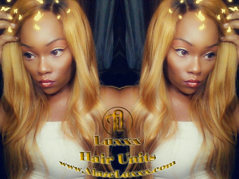 Dark Roots Wig Honey Blonde 18 In' Straight Long 27/613  Ombre Custom Virgin Hair Unit 4x4 Lace Front Wigs Kim Khloe Kardashian Wig Look