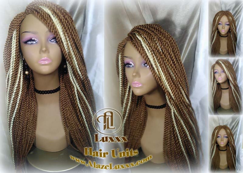 27 613 Blonde Long Straight Small Senegalese Twist Wig Unit Barbie Blonde 22' Braids Twist Locs 613 Braiding Hair Platinum Blonde Braids Wig