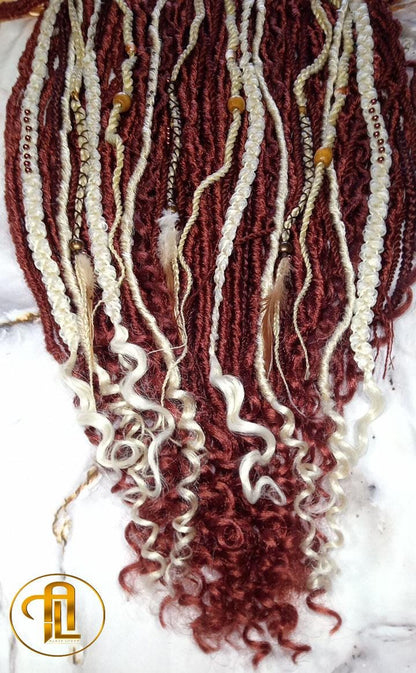 613 Blonde Ginger Curly End SE Braid Plaits Twist Set 100 Piece Set Kit Crochet Boho Mermaid Dread Hair Wrap Extensions Single Loop Dread